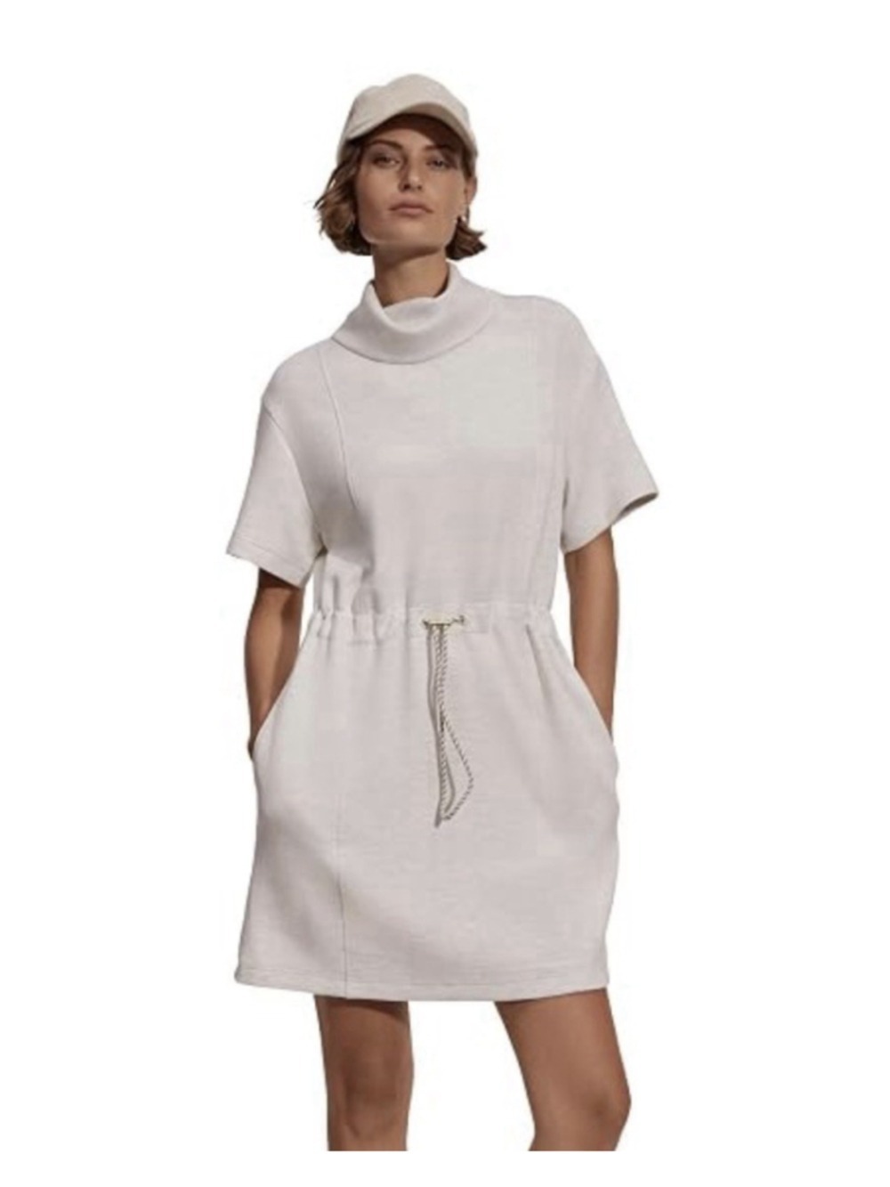 Varley Sophie Doublesoft Mini Dress Small Gray Cowl Neck Athleisure Sporty Chic